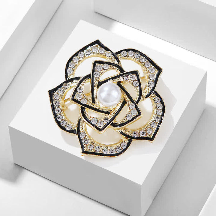 Broche décorative creuse en forme de camélia pour femme
