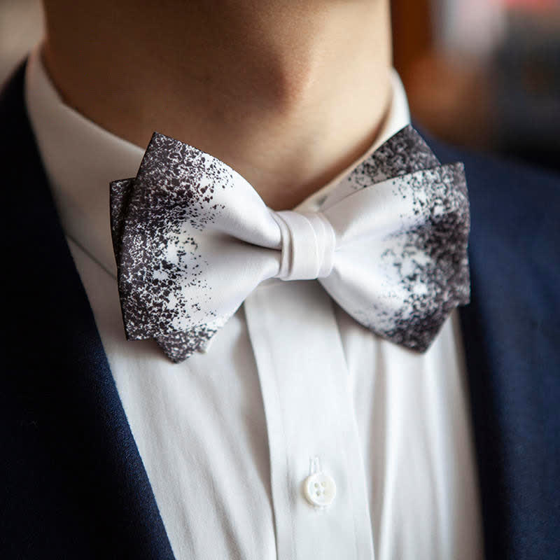 Nœud papillon pour homme, ciel nocturne resplendissant, noir et blanc