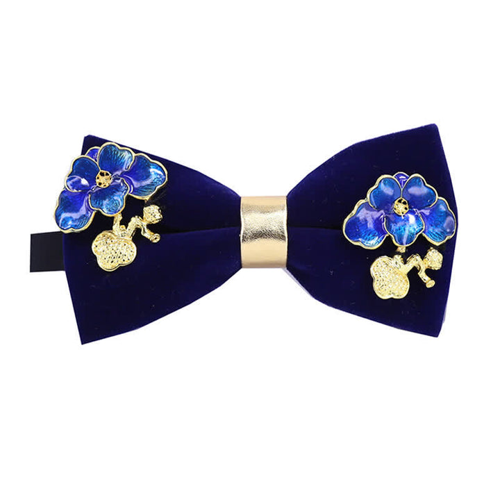 Nœud papillon en émail pour homme avec décor de fleurs et de feuilles