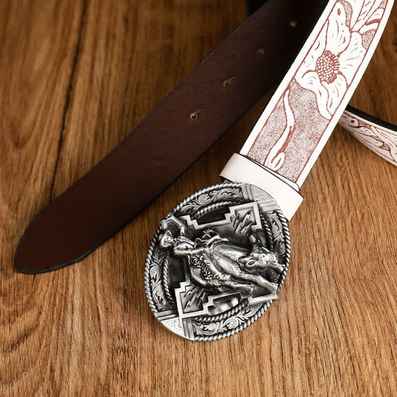 Ceinture en cuir de taureau dominant pour homme