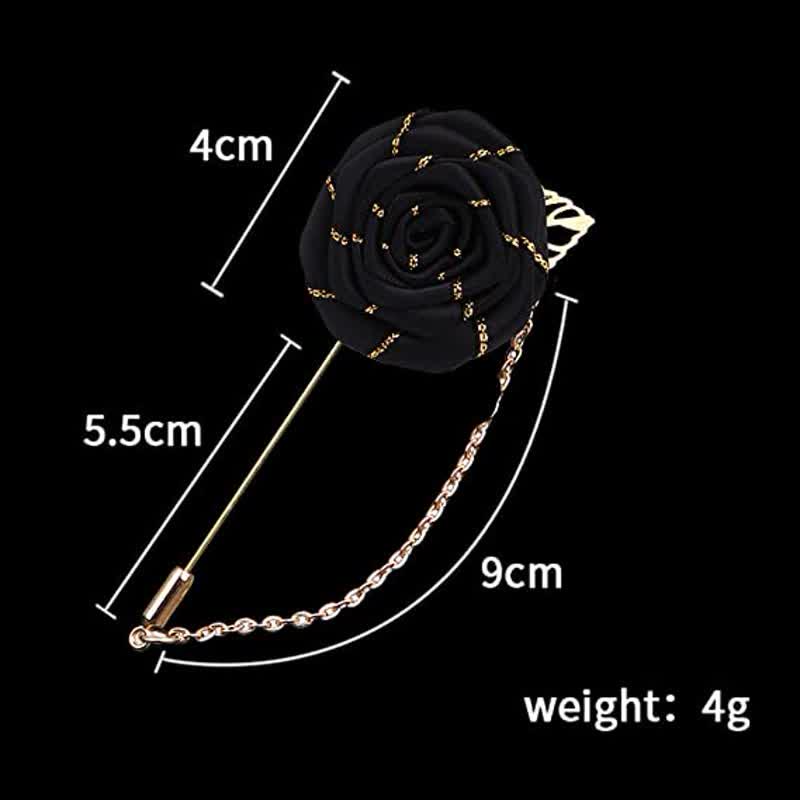 Broche chaîne camélia florale pour homme