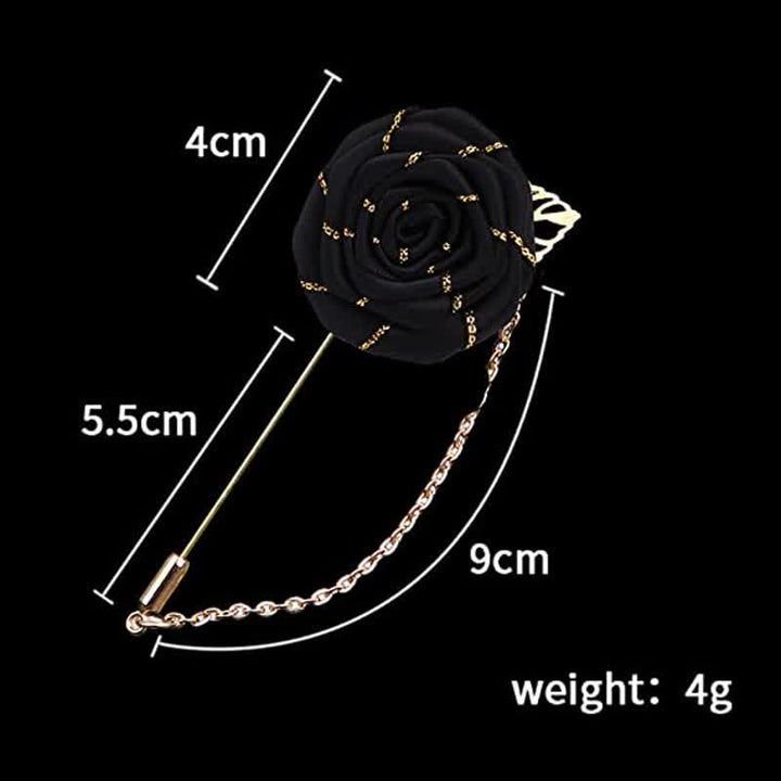 Broche chaîne camélia florale pour homme