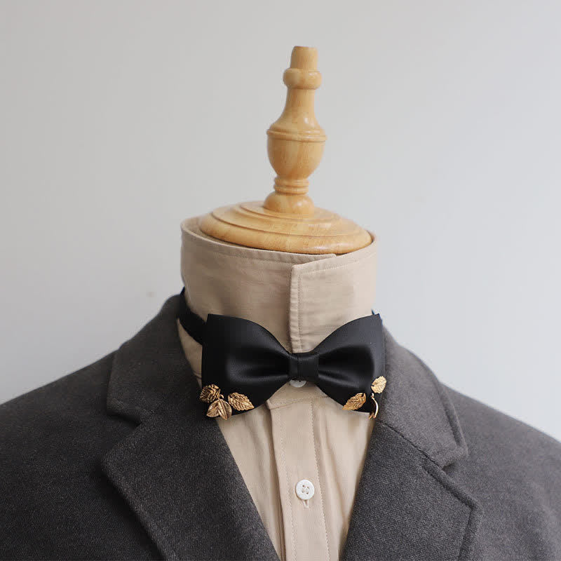 Nœud papillon de mariage pour homme avec feuilles de jardin