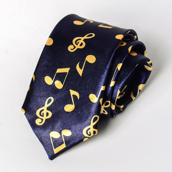 Cravate pour homme avec notes de musique de piano - Note bleue et jaune - image 11