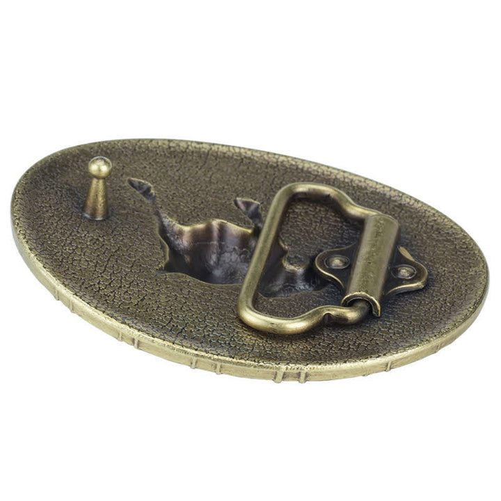 Ceinture en cuir à boucle pour homme avec motif de taureau de cow-boy