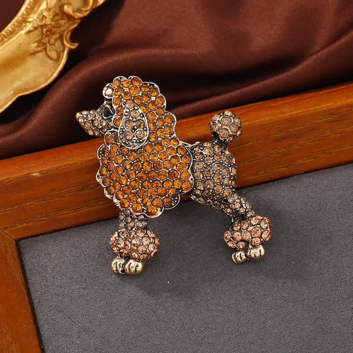 Broche chien caniche strass pour femme