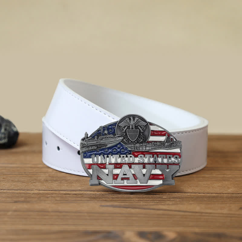 Ceinture en cuir à boucle militaire de la marine américaine pour homme