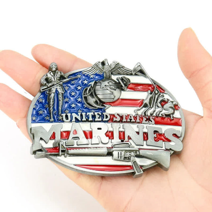 Ceinture en cuir à boucle militaire pour homme des Marines américains