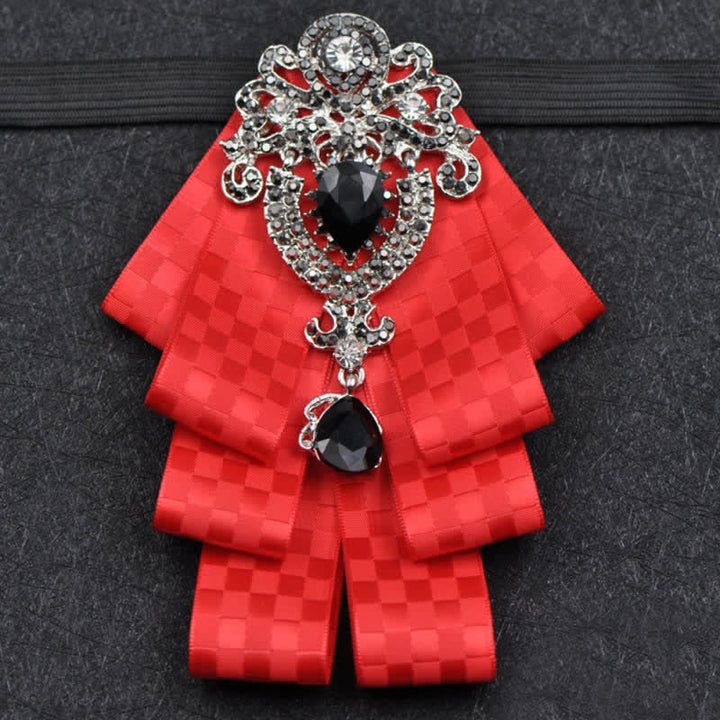 Ensemble de 3 nœuds papillon à carreaux noirs et strass