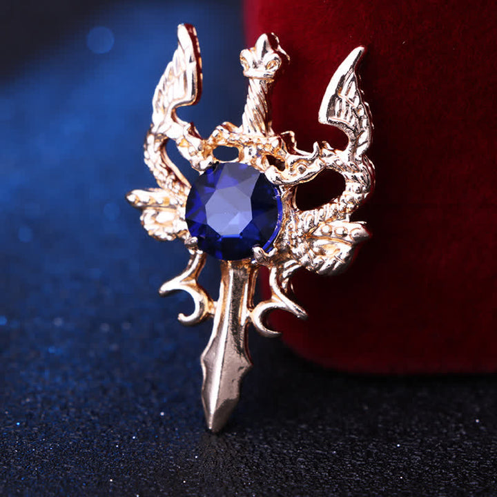 Broche rétro en forme d'épée de dragon pour homme