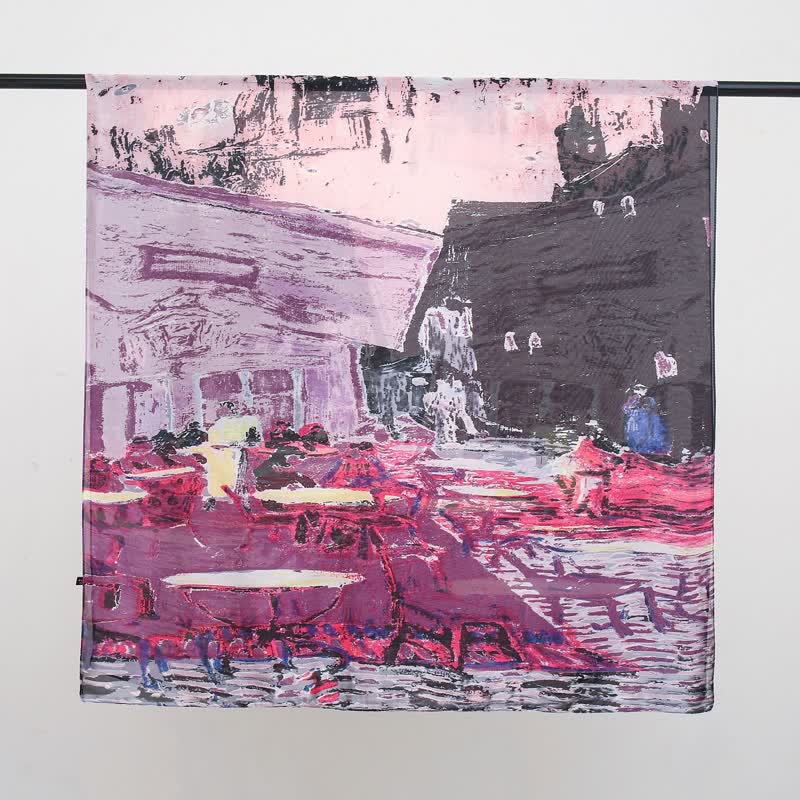 Écharpe fine à imprimé peinture à l'huile pour femme