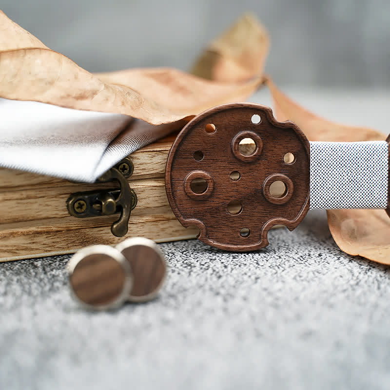 Lot de 3 nœuds papillon en bois pour homme avec cercle creux