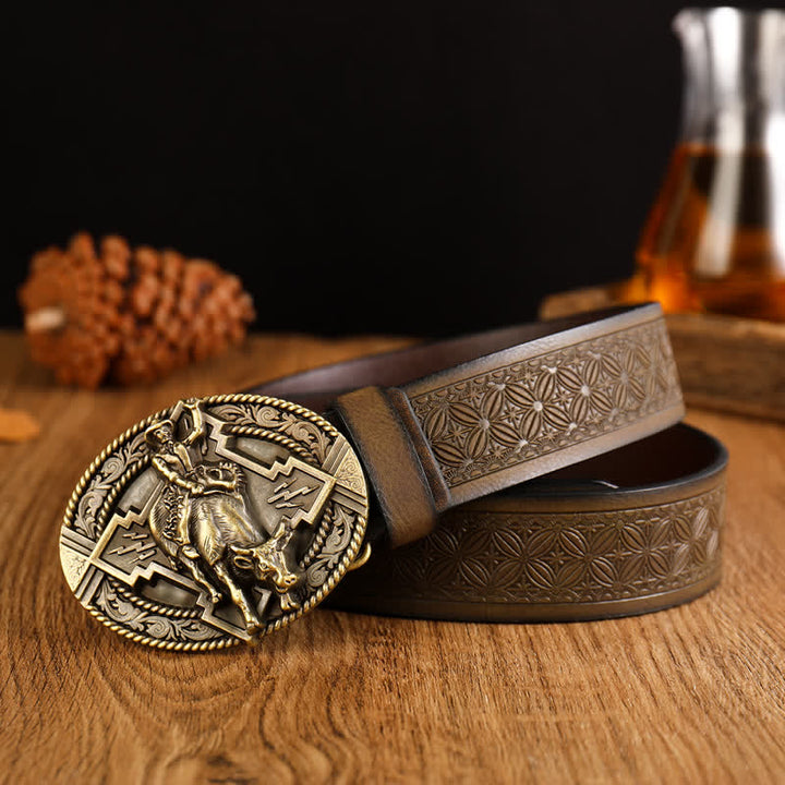 Ceinture en cuir de taureau dominant pour homme
