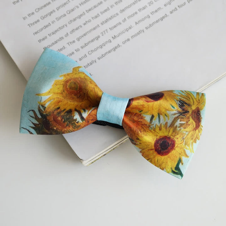 Nœud papillon pour homme représentant un vase de tournesols