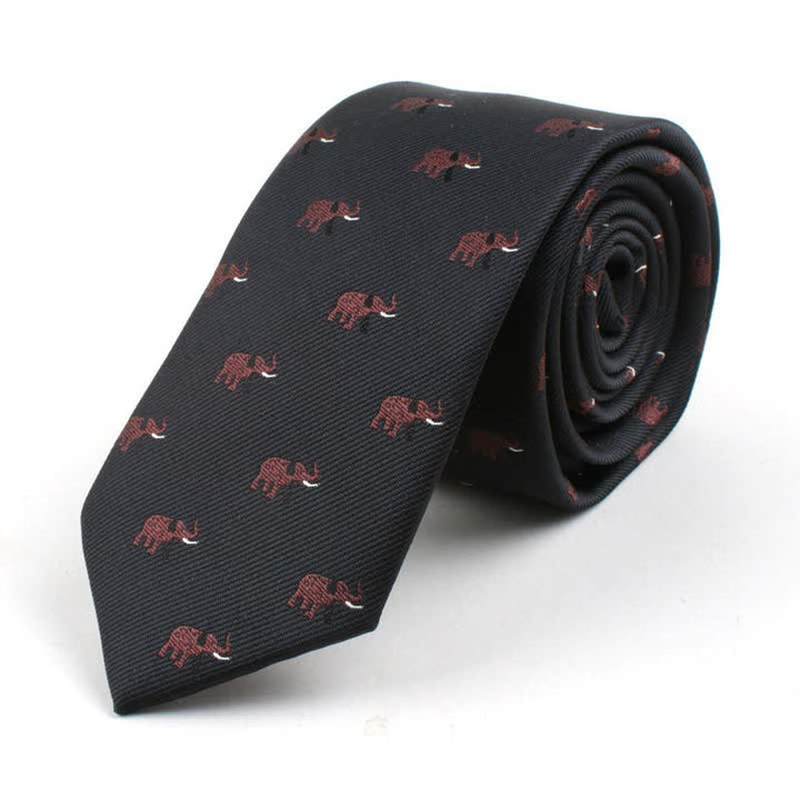 Cravate pour homme à motifs de dessins animés mignons - L'éléphant noir - image 8