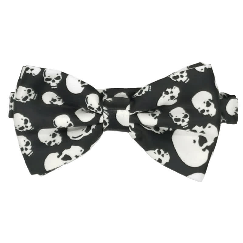 Nœud papillon Halloween pour homme avec tête de mort éclaboussée de sang