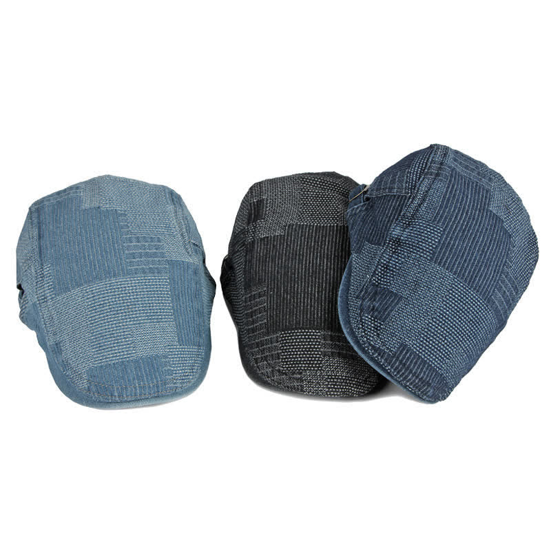 Béret en denim délavé avec casquette plate de peintre de personnalité - image 1