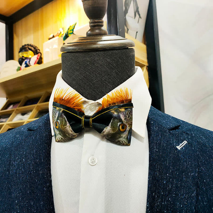 Noeud papillon drôle en plumes de hibou pour homme