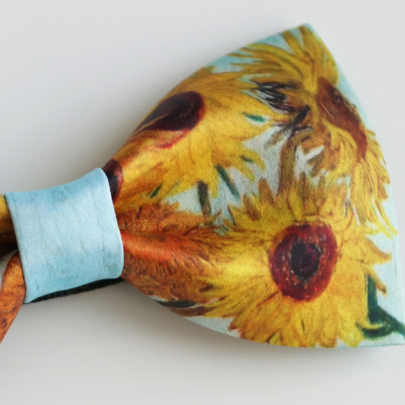 Nœud papillon pour homme représentant un vase de tournesols