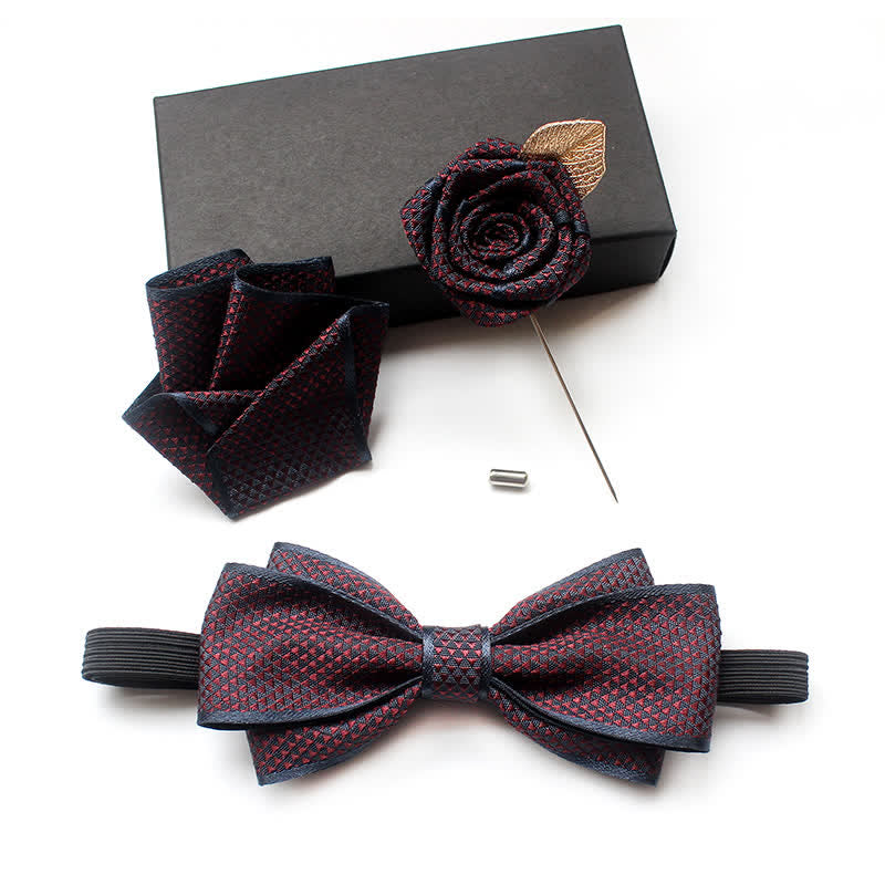 Ensemble de 3 nœuds papillons à micro-carreaux pour homme