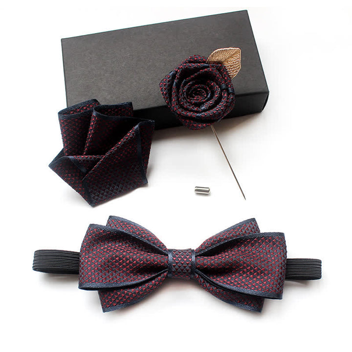 Ensemble de 3 nœuds papillons à micro-carreaux pour homme