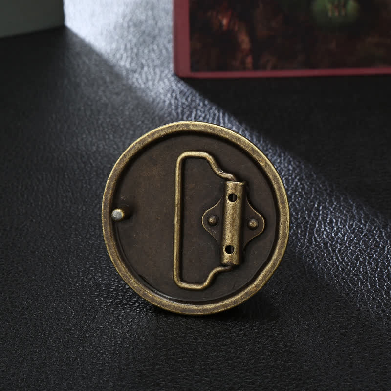 Ceinture en cuir à boucle en bronze antique pour homme avec licorne mystique