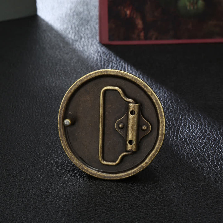 Ceinture en cuir à boucle en bronze antique pour homme avec licorne mystique