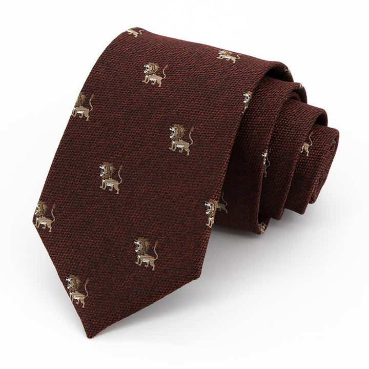 Cravate pour homme avec motif de lion chasseur d'animaux de dessin animé