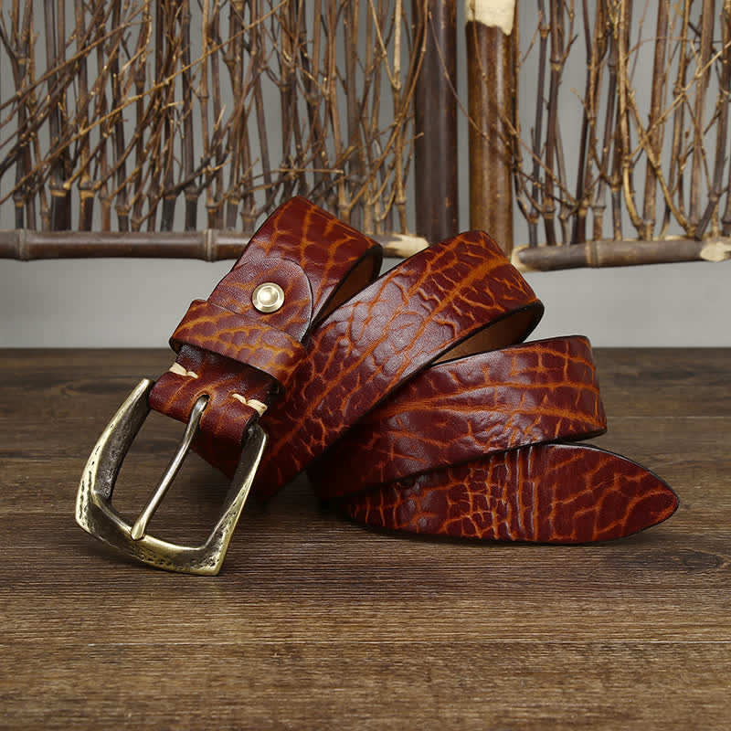 Ceinture en cuir à motif peau de yak rétro pour homme