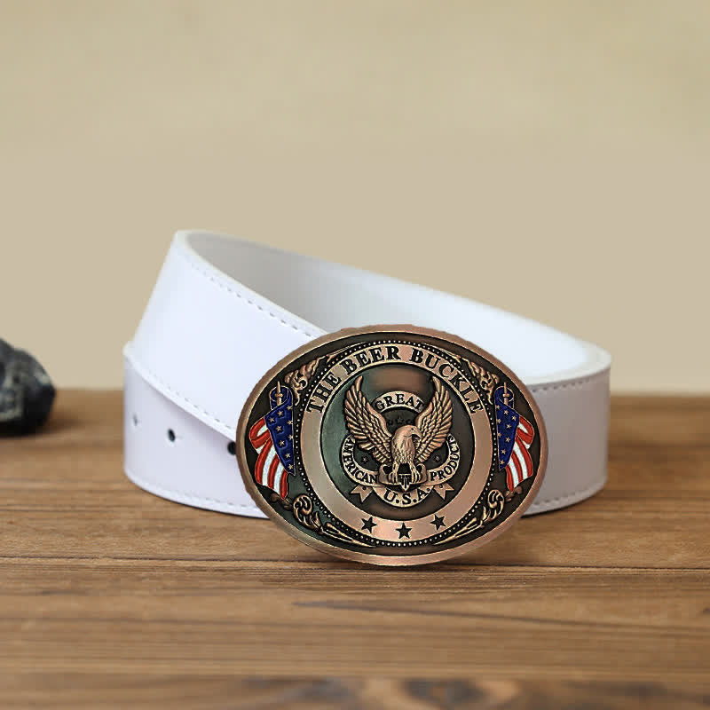 Ceinture en cuir avec boucle créative pour porte-bière et drapeau américain pour homme