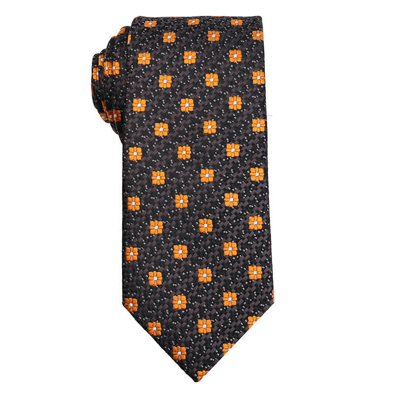 Cravate à motif cachemire pour homme, série orange et or - Micro fleur - image 7