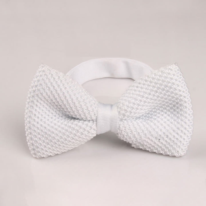 Nœud papillon tricoté double épaisseur de couleur unie pour homme