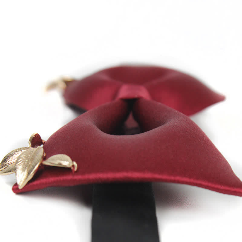 Nœud papillon de mariage pour homme avec feuilles de jardin