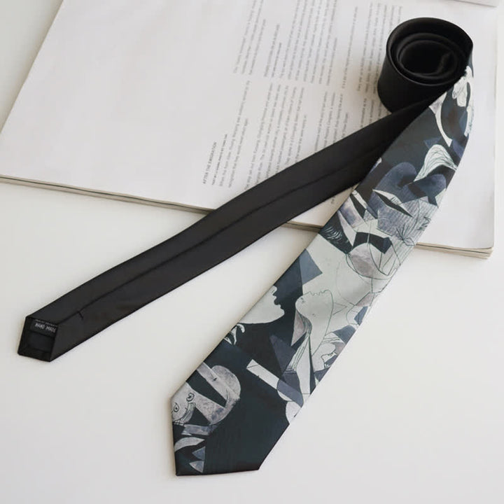 Cravate pour homme avec peinture d'art noire Guernica