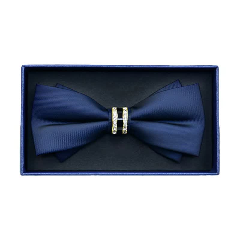 Nœud papillon en métal mat et strass pour homme