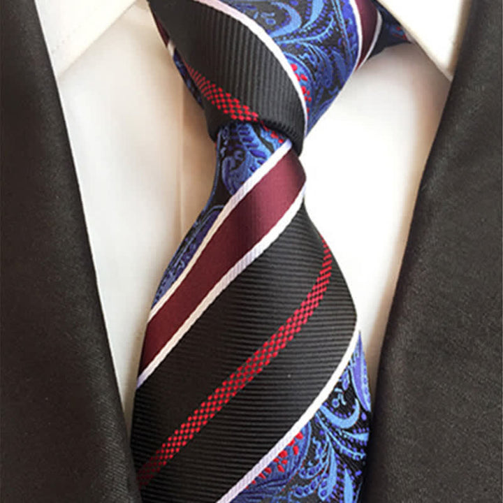Cravate à rayures bleu marine et noire pour homme à motif cachemire