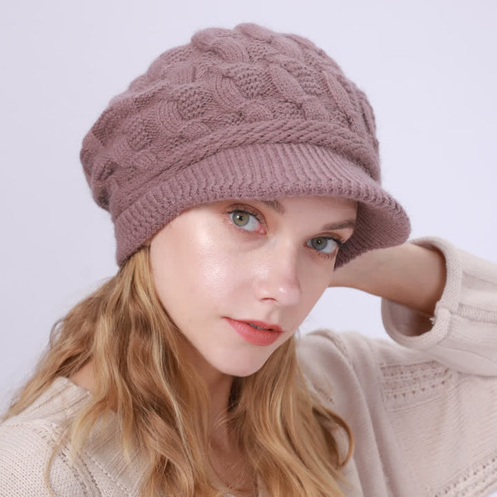 Bonnet à visière ample avec doublure moelleuse pour femme