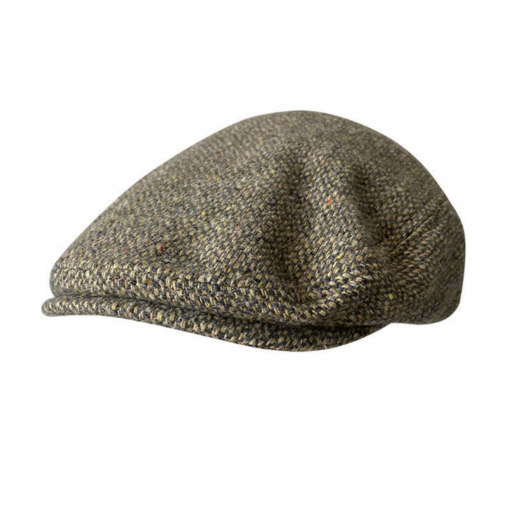 Casquette plate en tweed à chevrons et à carreaux - Gris-Jaune - L (23 1/4"-23 5/8") - image 0