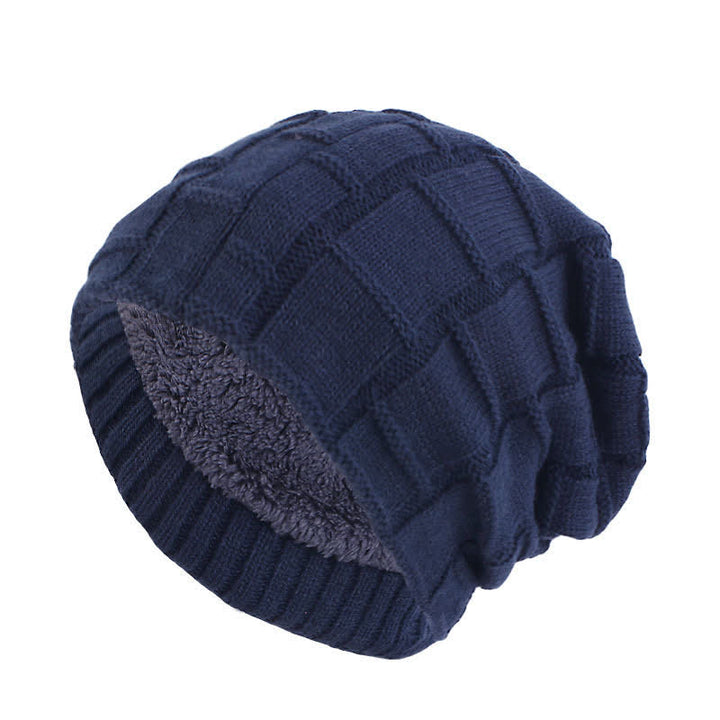 Bonnet tricoté chaud doublé de fourrure