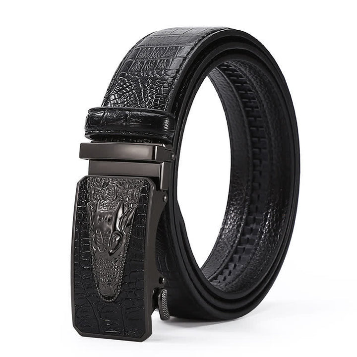 Ceinture en cuir à boucle automatique pour homme, motif crocodile