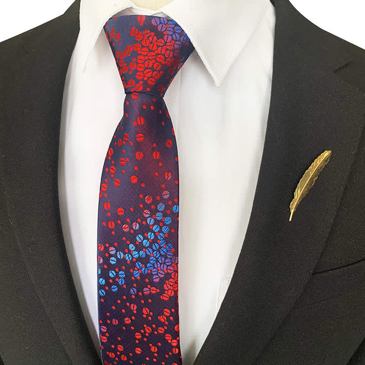 Cravate homme dégradée à petits cercles bleus et rouges