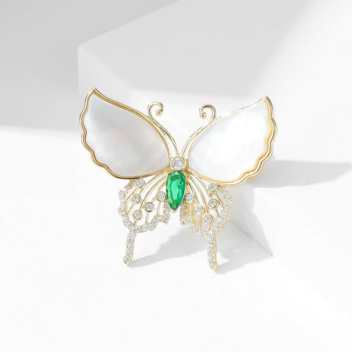 Broche papillon en coquillage naturel pour femme