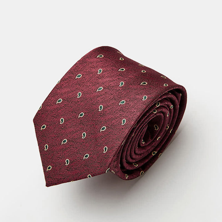 Cravate de luxe à micro-motif cachemire pour homme - Rouge - image 1