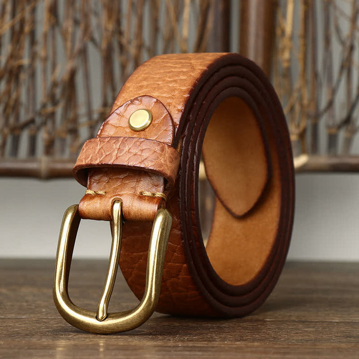 Ceinture en cuir à motif peau de bison gaufré pour homme