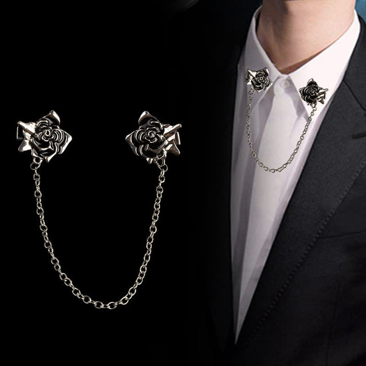 Broche de collier en chaîne rose vieillie pour homme