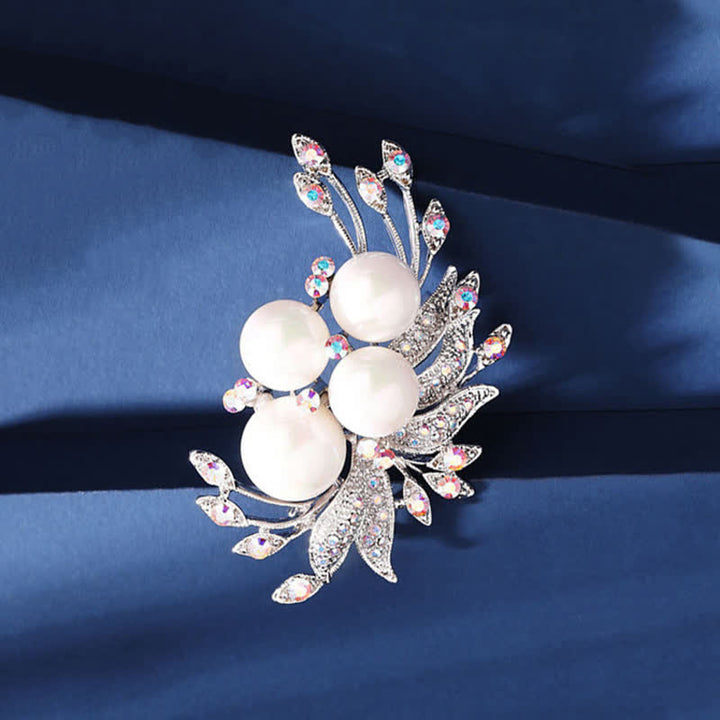 Broche en perles et fleurs de phénix pour femme