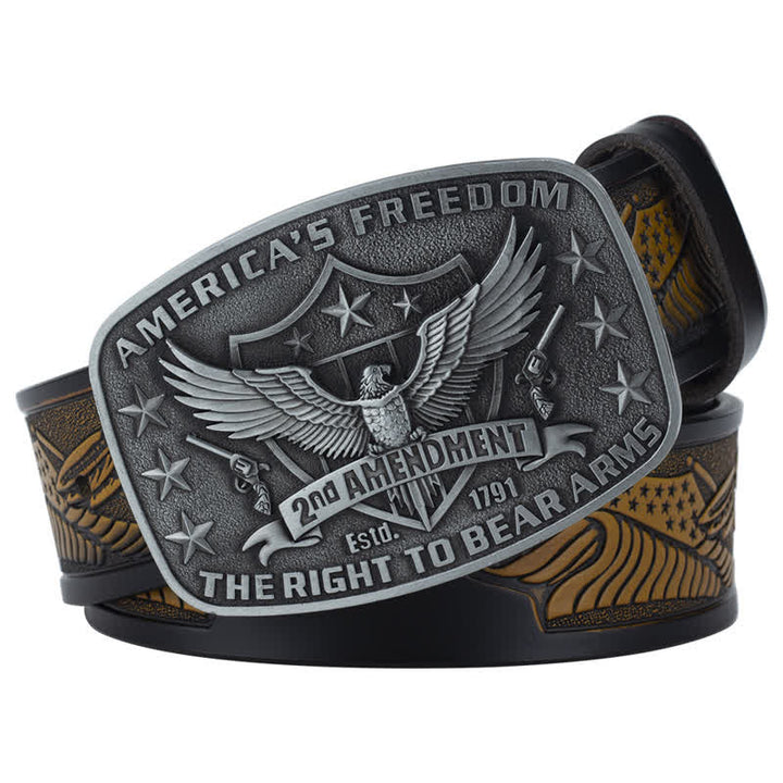 Ceinture en cuir rétro pour homme avec motif aigle America's Freedom