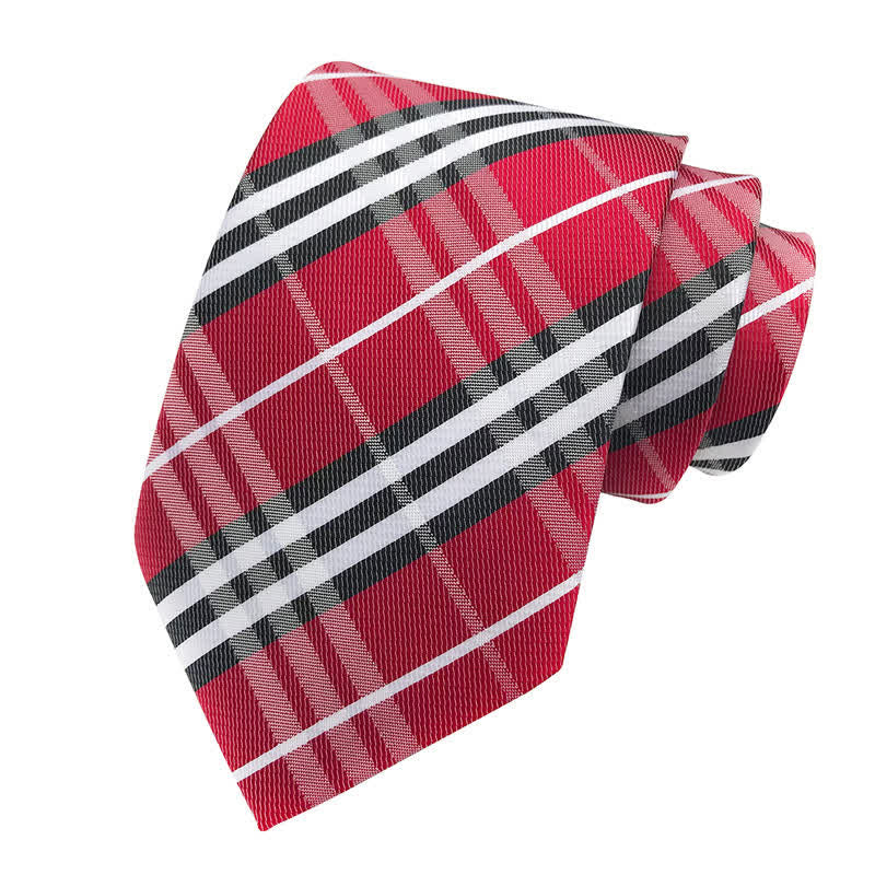 Cravate à carreaux écossais pour homme - Rouge - image 4