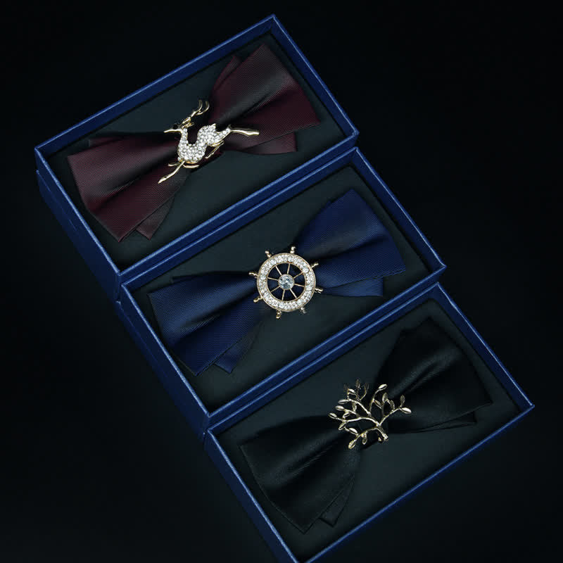 Nœud papillon en métal mat et strass pour homme