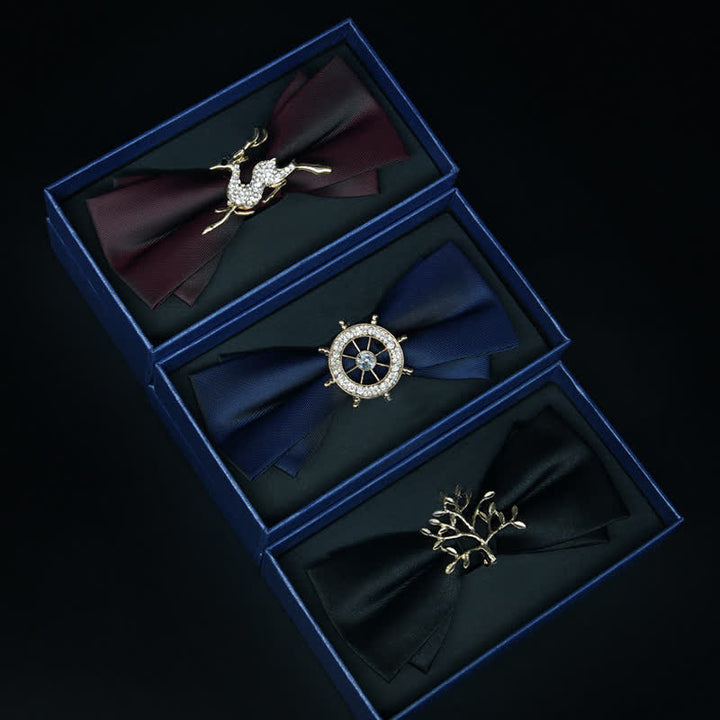Nœud papillon en métal mat et strass pour homme